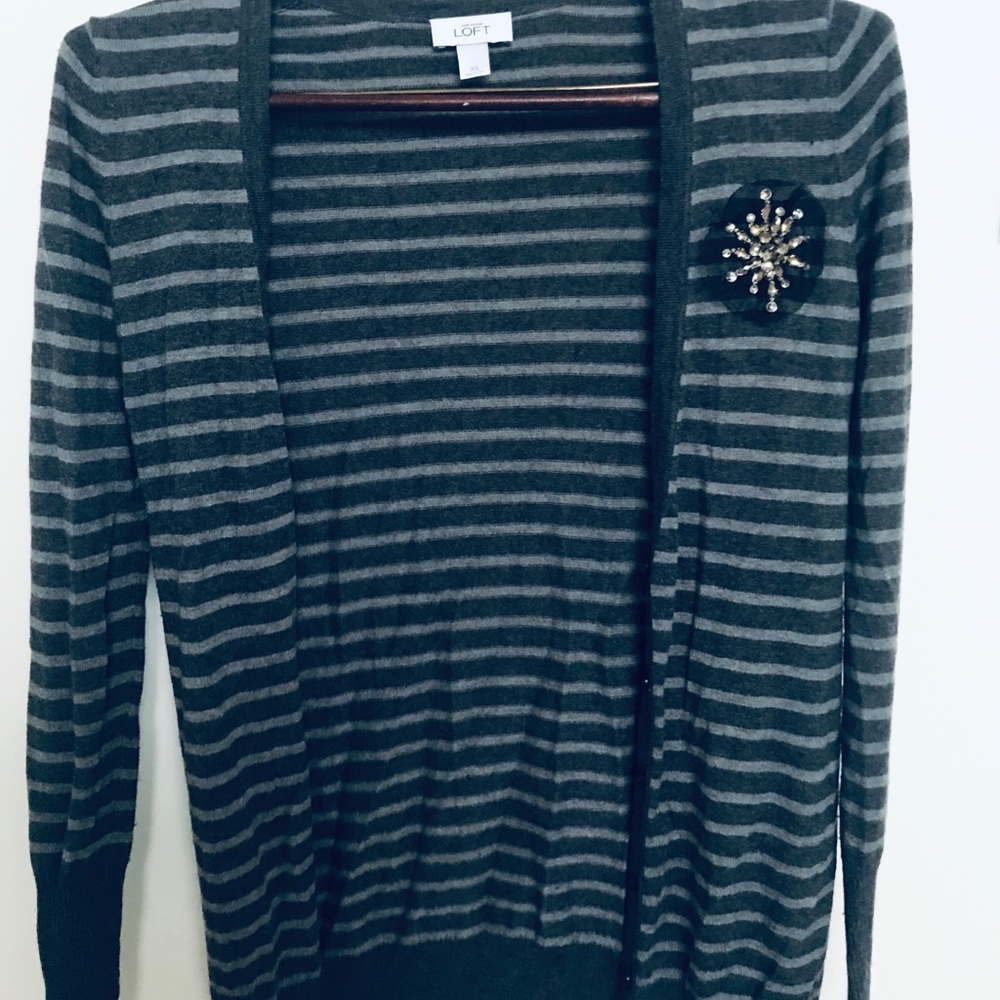 XS Ann Taylor Loft Striped Cardigan